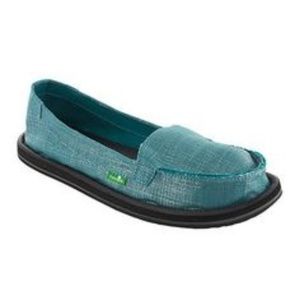 Sanuk Ohm Teal Shimmer Surfer Slip On Shoes
